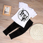 Baby Girl Print T Shirt + Hole Pants Leggings