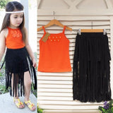 Fashion Baby Girl Baies Vest Top + Tassel Skirt