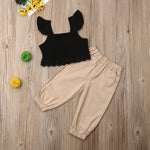 Baby Girls Lovely Lace Crop Top T-shirt + Long Pants