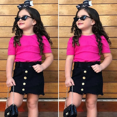 Baby Girl Short Sleeve T-Shirt+ Mini Skirt