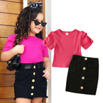 Baby Girl Short Sleeve T-Shirt+ Mini Skirt