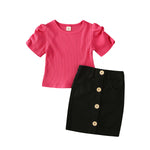 Baby Girl Short Sleeve T-Shirt+ Mini Skirt