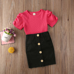 Baby Girl Short Sleeve T-Shirt+ Mini Skirt