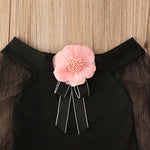 Baby Girl Flowers Lace Long Sleeve T Shirt Top + Mini Skirt