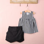 Stylish Baby Girl Striped Top Blouse + Asymmetric Short