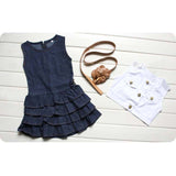 Baby girl Dress+Jacket Suit belt Jeans Denim vest dress