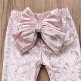 Cute Baby Girl Bowknot Pants Velvet Long Pants Leggings