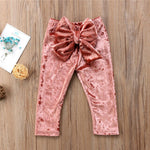 Cute Baby Girl Bowknot Pants Velvet Long Pants Leggings