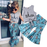 Cute Eiffel Tower Cropped Vest Top +  Flower Pants