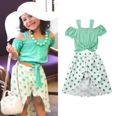 Cute Baby Girl Off Shoulder Lace Top + Short Skirt