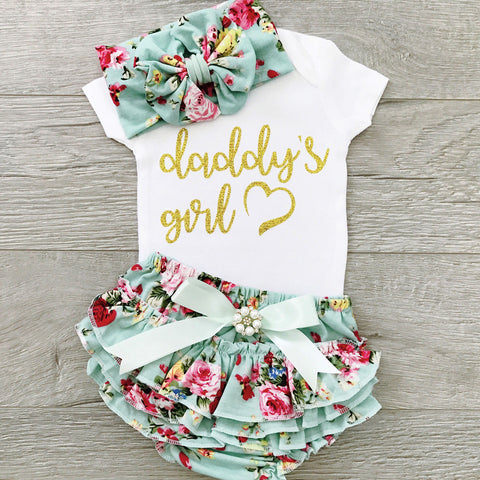 Baby Girl Floral Cotton top Flower Short Outfit