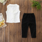 Fashion Solid White T-Shirt + Tie Long Pants