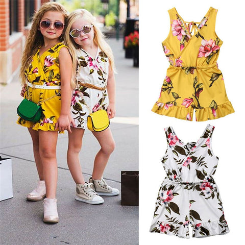 Cute Baby girl Strap Floral Print Summer Sunsuit Sleeveless Outfit