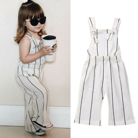 Fashion Baby Girl Sleeveless Backless Striped Jumpsuit